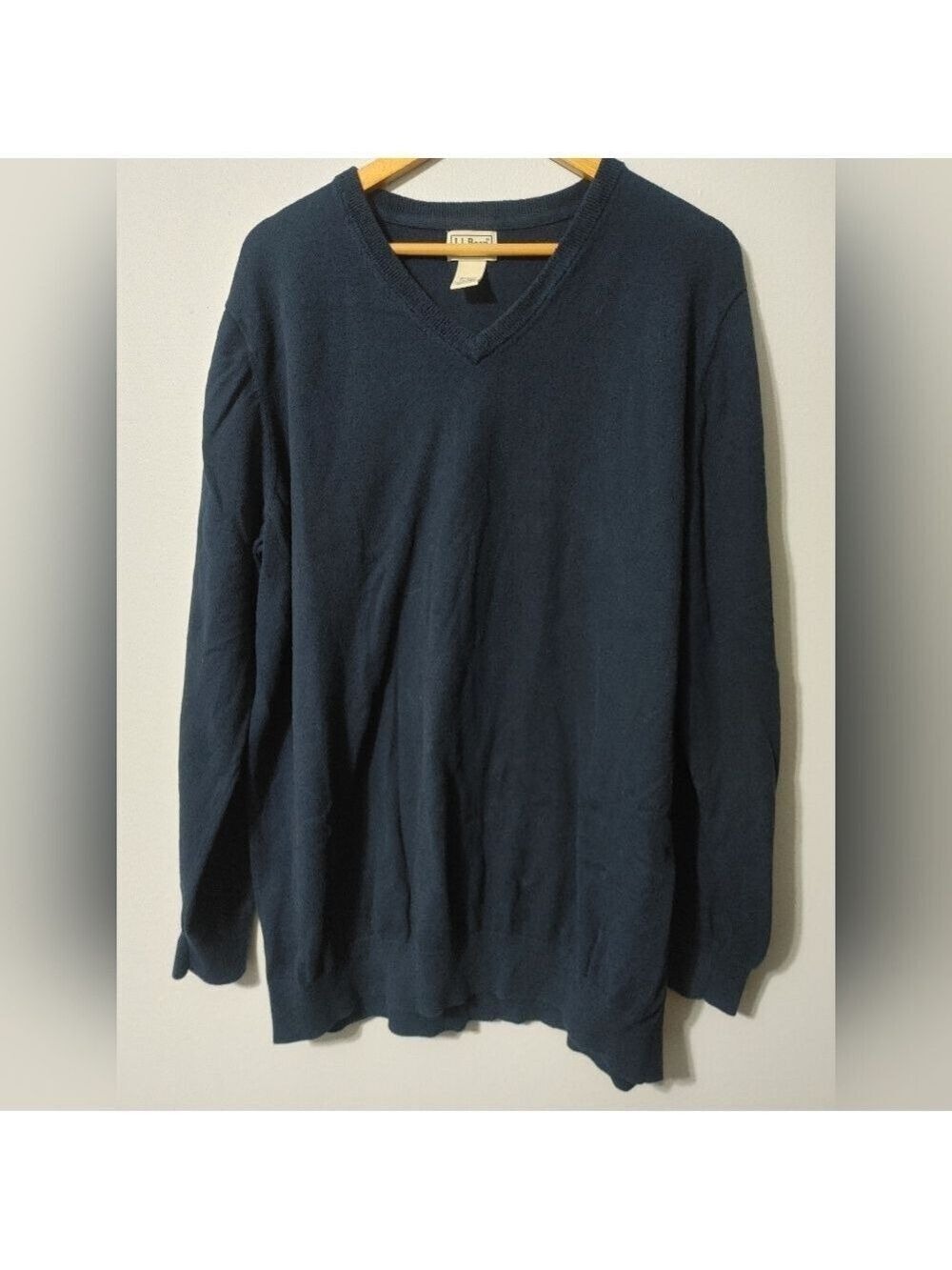 Men's L.L.Bean Cotton Cashmere Navy V-Neck Sweater XXL